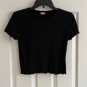 GARAGE cropped black lettuce trim top